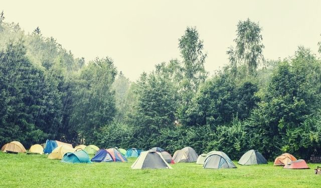 regen op de tent